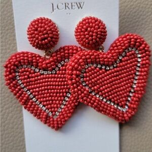 J. Crew Vibrant Red Heart Earrings